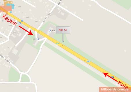 Билборд A в Борисполе, 3х6  Траса Е40, вул. Київський Шлях, 1, в'їзд в м.Бориспіль зі сторони Харкова схема