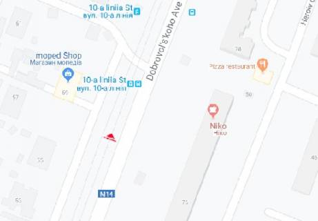 Билборд A в Одессе Добровольского пр., 55 - 10-я Суворовская ул. схема