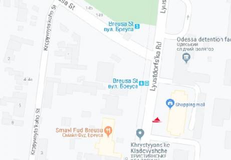 Билборд B в Одессе Люстдорфская дорога, 11/2 - Бреуса ул. схема
