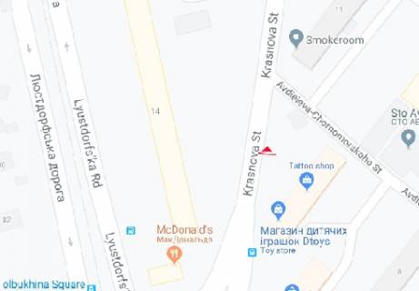 Билборд B в Одессе Краснова ул., 11б схема