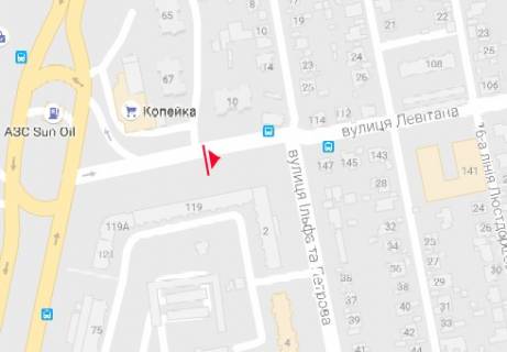 Билборд B в Одессе Левитана ул., 119 - Сім’ї Глодан вул. (Ільфа і Петрова) схема