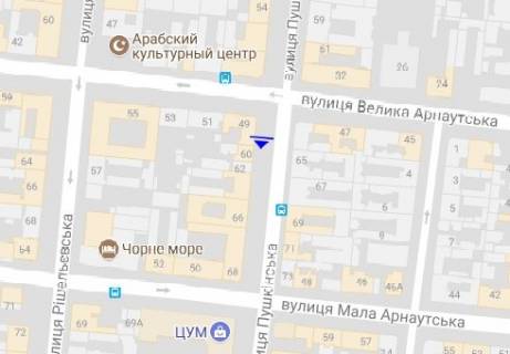 Ситилайт B в Одессе, 1.8x1.2  Італійська вул. (Пушкінська). - В. Арнаутська вул. схема