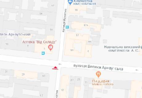 Ситилайт A в Одессе, 1.8x1.2  Канатна вул., 60 - В. Арнаутська вул. схема