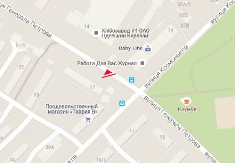 Билборд A в Одессе Генерала Петрова ул., 17 - Космонавтов ул. схема