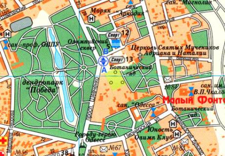 Ситилайт A в Одессе, 1.8x1.2  Шевченка просп., 31-Б, Палац Спорту схема