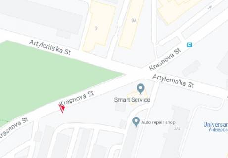 Билборд B в Одессе Краснова ул. - Артилерийский парк схема