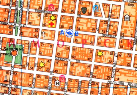 Citylight A in Odessa, 1.8x1.2  Troic'ka st., 27 - Puskins'ka, 36 scheme