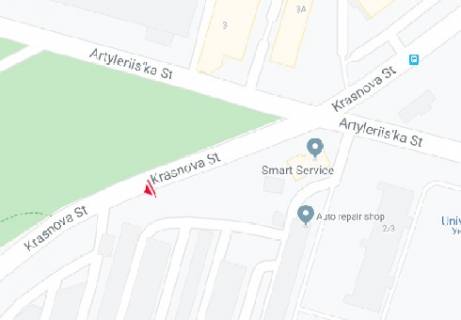 Білборд, Бігборд (Борд)  A у Одесі Краснова ул. - Артилерийский парк схема