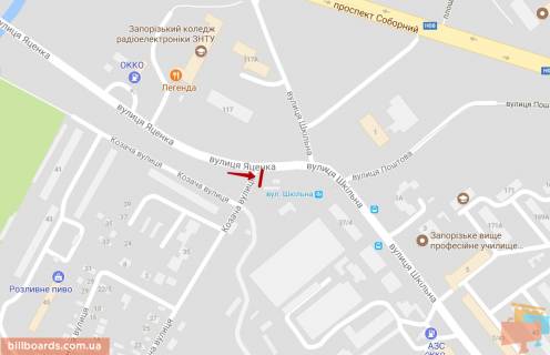 Билборд B в Запорожье, 3x6  103_ ул Школьная (Героев Сталинграда) / ул Казачья  схема