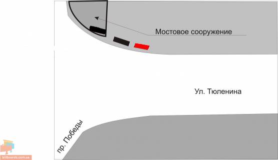 Билборд A в Запорожье, Щит 3х6.12  159_Запорожье_Победы Величара (Тюленіна) схема