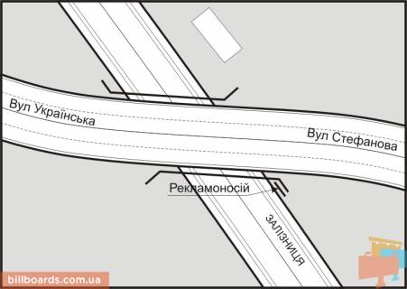 Билборд A в Запорожье, 3x6   160_Запорожье_ул Украинская ул Стефанова  схема