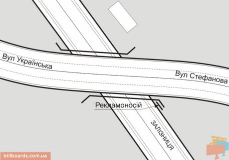 Билборд B в Запорожье, 3x6  161_Запорожье_ул Украинская ул Стефанова  схема