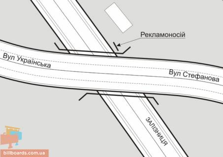 Билборд B в Запорожье, 3x6  163_Запорожье_ул Украинская ул Стефанова  схема