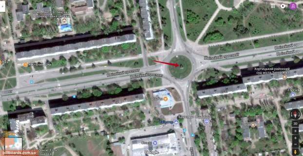 Билборд A в Запорожье, 3x6  вул. Василя Сергієнка- пр.Ювілейний на кільці (наліво АТБ, направо Сільпо, Комп всесвіт) схема