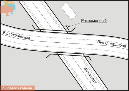 Білборд, Бігборд (Борд)  A у Запоріжжі, 3x6  162_Запорожье_ул Украинская ул Стефанова  схема