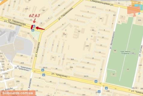 Билборд A в Запорожье, 3x6  063_Парамонова д 10 / ул Закарпатського Легіону (Комарова) (по дороге на пески) схема