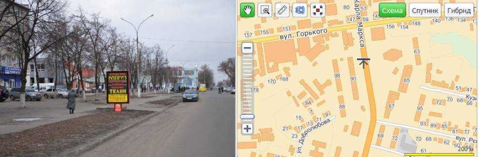 Ситилайт B в Павлограде, 1,2x1,8  вул. Центральна (навпроти Синево, ЦЕНТР) схема