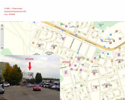 Билборд B в Павлограде, 3х6  вул. Леоніда Каденюка (Гагарина) (ринок «Новий», АТБ) схема