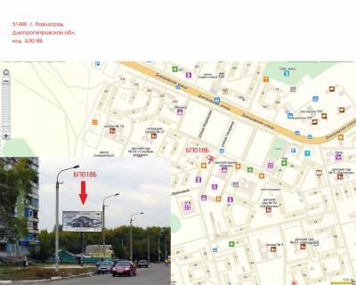 Білборд, Бігборд (Борд)  B у Павлограді, 3х6  вул. Леоніда Каденюка (Гагарина) (ринок «Новий») схема