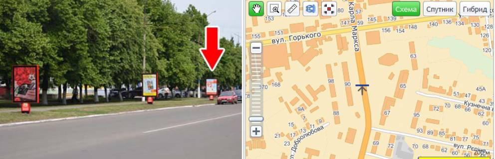 Ситилайт B в Павлограде, 1,2x1,8  вул. Центральна (ЦЕНТР) схема