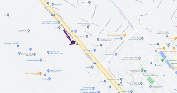 Билборд A в Киеве, 6 X 3 м  Кільцева дорога, вул. Трублаїні, автосалон "Сканія" (світлофор) схема