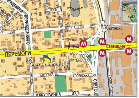 Призма A в Киеве пр. Перемоги біля нічного клубу „Бінго” у напрямку Кільцевої дороги - 270846 схема