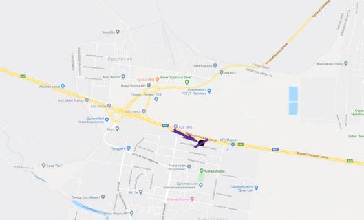 Билборд A в Киеве Бориспільске шосе, 26 км+200 м схема