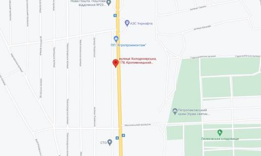 Білборд, Бігборд (Борд)  A у Кропивницький (Кіровоград) Холодноярська, 178 схема