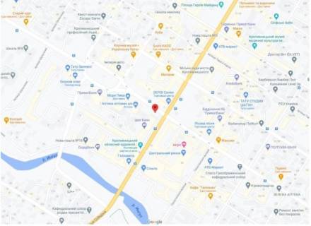 Билборд B в Кропивницкий (Кировоград) вул. Преображенська (маг. «Мурай» ). Поклейка з драбини схема