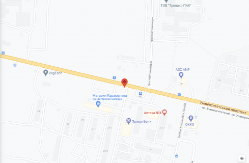 Билборд B в Кропивницкий (Кировоград) Університетський проспект, Файно Маркет схема