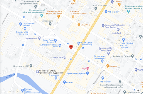 Билборд A в Кропивницкий (Кировоград) Центр - Ресторан "Київ" схема
