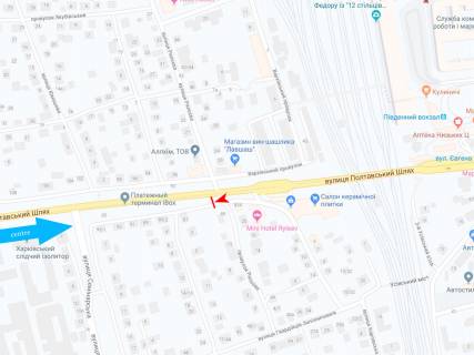 Видеоборд B в Харькове, 6x3  Полтавский шлях ул., 85 - Рылеева ул., из центра - 381838 схема