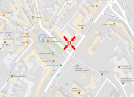 Видеоборд A в Киеве, 9,27 х 3,86   Крещатик ул., 18/2, (пл. Независимости, 2), led-экран - 295601 схема