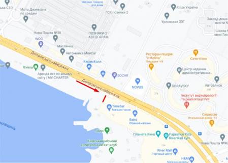 Видеоборд A в Киеве, 7,68х11,52  Дніпровська набережна, 12 (ТРЦ «River Mall») - 454230 схема
