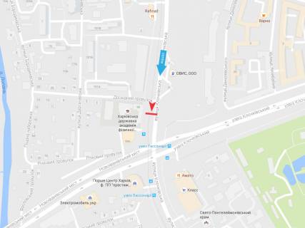 Видеоборд A у Харкові, 6x3  Клочковская ул. 99, в центр (Супермаркеты "КЛАСС", "Рост", магазин МДК, автосалон "Порше") - 381827 схема