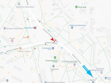 Видеоборд A в Харькове, 6x3  Людвіга Свободи пр-т  - Ахсарова вул., у центр (супермаркет "Сільпо") - 295705 схема