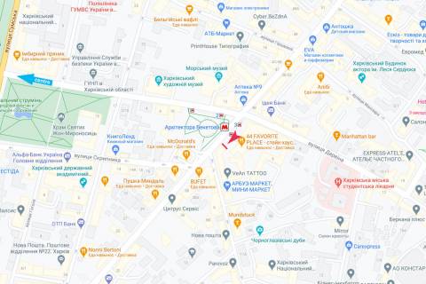 Видеоборд A в Харькове, 11,52х6,72  Григорія Сковороди (Пушкінська) вул. , м. Архитектора Бекетова, з центру (направлення до ТРЦ Нікольский) - 532153 схема
