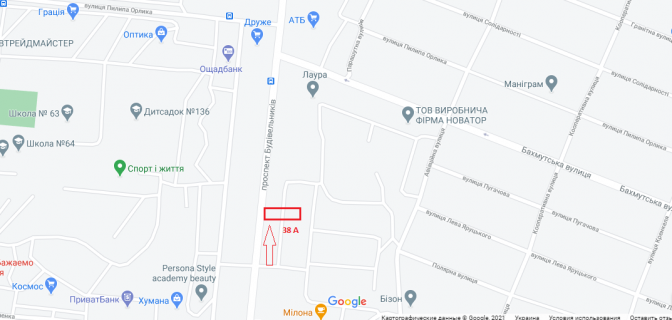Білборд, Бігборд (Борд)  A у Маріуполі, 3х6  пр. Строителей 163 схема