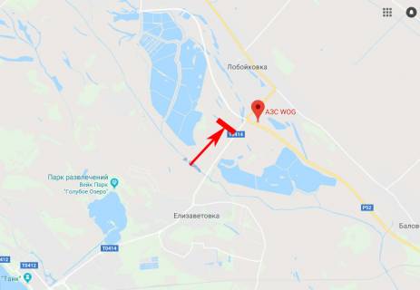 Билборд B в Єлизаветівці, 3x6  Балівка - Лобойківка - Єлизаветівка, напрям до м. Дніпро (АЗС WOG) схема