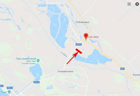 Билборд A в Єлизаветівці, 3x6  Балівка - Лобойківка - Єлизаветівка, напрям до м. Дніпро (АЗС WOG) схема