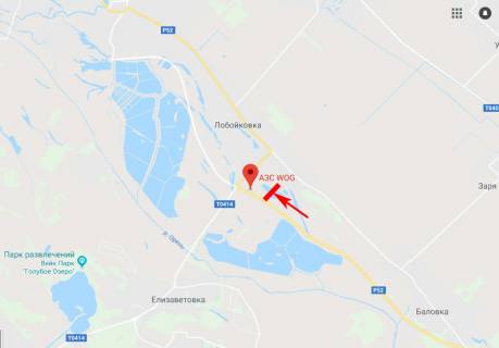 Билборд A на трассах Днепровской области, 3x6  траса Петриківка - Лобойківка, напрям до м. Кам'янське, перед АЗС WOG схема