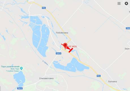 Билборд B на трассах Днепровской области, 3x6  траса Петриківка - Лобойківка, напрям до м. Дніпро, перед АЗС WOG схема