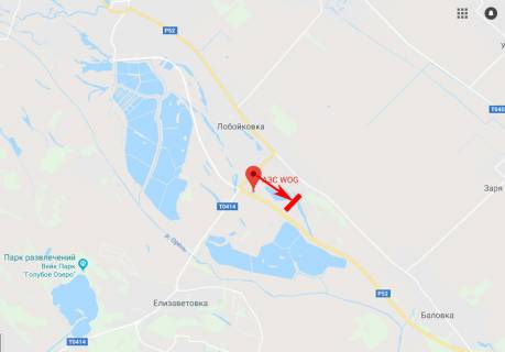 Билборд B на трассах Днепровской области, 3x6  Балівка - Лобойківка - Єлизаветівка, напрям до м. Дніпро (АЗС WOG) схема
