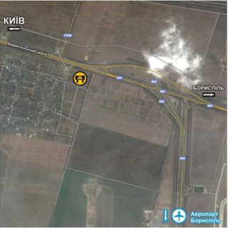 Мегаборд A у Бориспільська траса, 36x12  33,000 км автомагістралі Київ – Бориспль-А схема