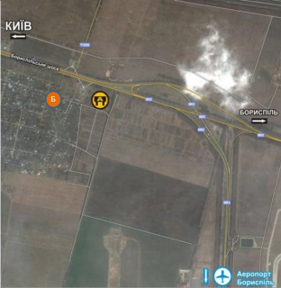 Мегаборд B у Бориспільська траса, 36x12  33,000 км автомагістралі Київ – Бориспль-Б схема