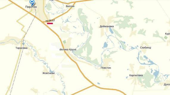 Billboard A in Piryatin Piratin / trassa Kiev-Har'kov (157 km.) scheme