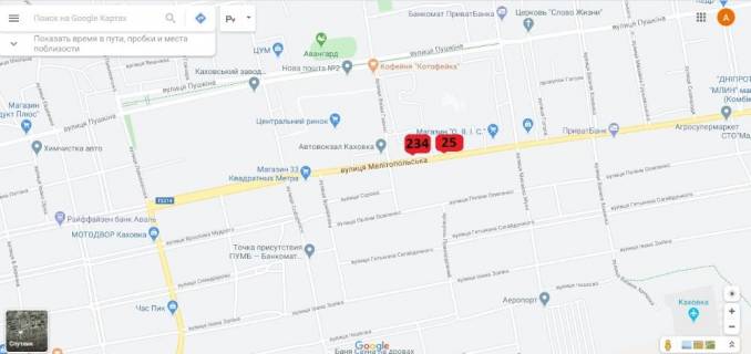 Билборд B в Каховке, 3х6  Мелітопольська (буд.№186) ("1000 дрібн")_Б схема