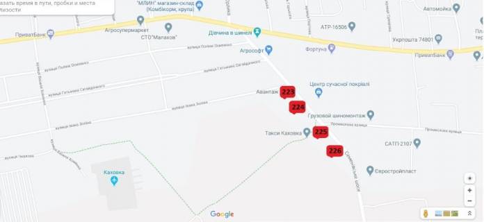 Билборд A в Каховке, 3х6  Семенівське шосе _А схема