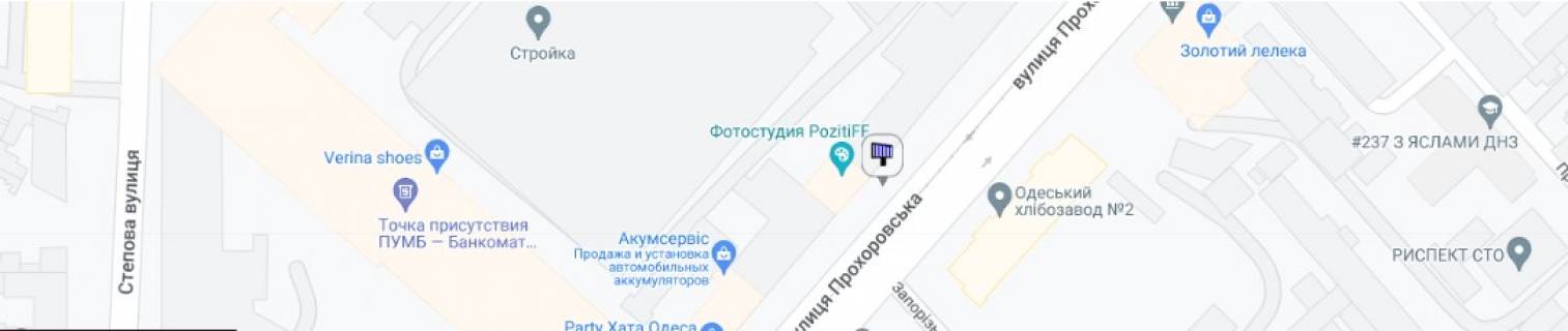 Билборд A в Одессе, борд  №65 ул. Прохоровская,42 (Аккумсервис, суп-т отделочных м-лов, Банк Кипра) схема