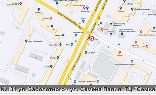 Билборд + в Одессе 0131L Заболотного - Палія Семена вул. (Дніпропетровська дор.) - ТЦ Семья схема